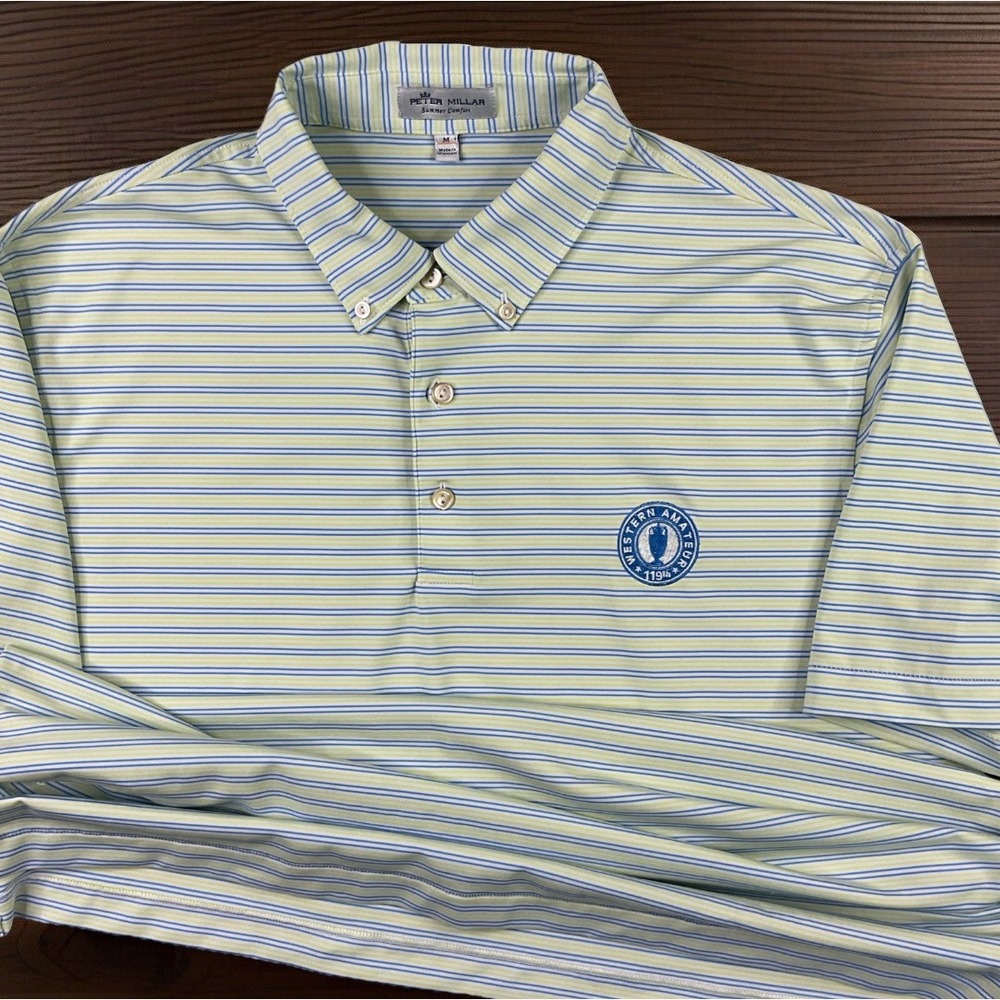 Peter Millar Polo Shirt Men Sz M Summer Comfort Western‎ Amateur 119th Club Logo